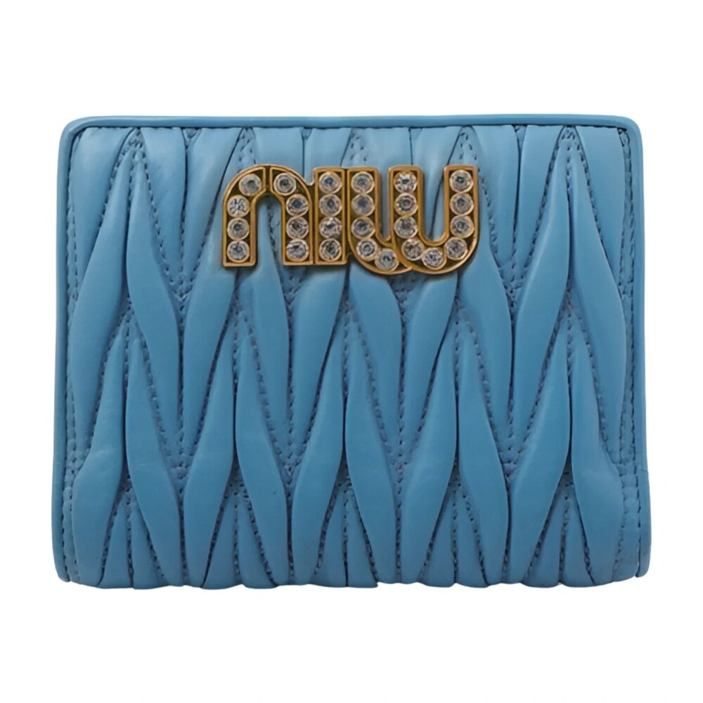 6515 - Miu Miu Matelasse Bi-Fold Wallet Blue - Matelass Bi-Fold Wallet / Blue /